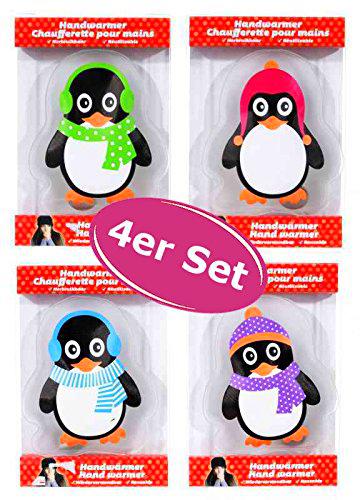 Juego de 4 calentadores de bolsillo con diseño de pingüino (idea de regalo para Navidad)