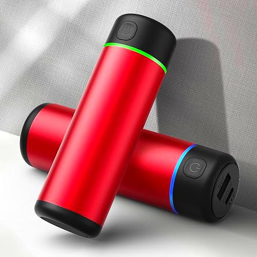 Calentador de mano recargable de 5000 mAh x 2, calentador eléctrico de mano, color rojo