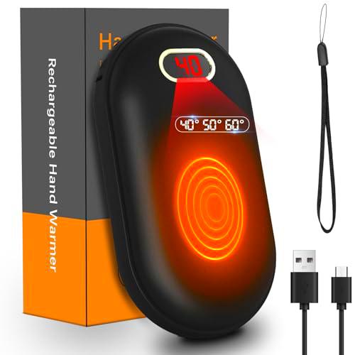 ZOVHYYA Calentador de Manos 10000mAh Calienta Manos Eléctrico Portátil 40-60℃ Carga USB C Recargable Mini USB Banco de Energía Calefacción de 2 Lados Reutilizable Regalo para Mujer Hombre Mayor Niño