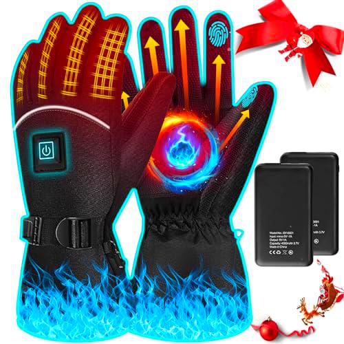 Hoelg Guantes Térmicos para Hombre 4000mAh Guantes Térmicos Recargables con Tres Ajustes de Calor para Mantener Sus Manos Calientes y Cómodas Mientras Acampa