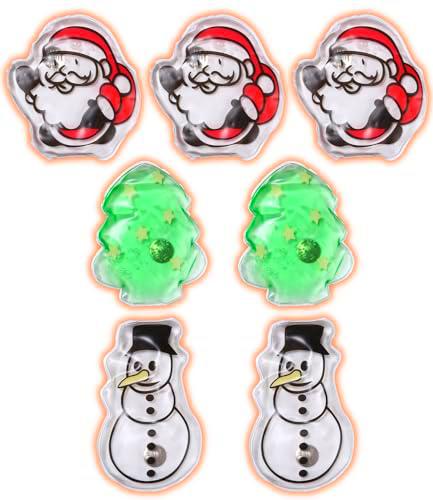 SOBEAU Juego de 7 Calentador de Bolsillo,Calentador Reutilizable,Calentadores de Manos para Adultos y Niños,Viajes Camping Senderismo,patrón navideño