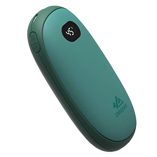 Unigear Calentador de Manos Recargable 10000mAh-USB Carga Rápida Portable Electrónico Calienta Manos Banco de Energía 20 Niveles Calor 35-55ºC,1 Segundo Rápido Calor Profundo para Exterior,Camping