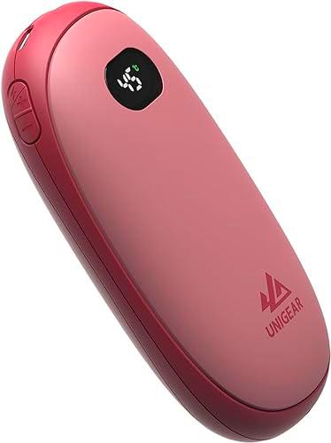 Unigear Calentador de Manos Recargable 10000mAh-USB Carga Rápida Portable Electrónico Calienta Manos Banco de Energía 20 Niveles Calor 35-55ºC,1 Segundo Rápido Calor Profundo para Exterior,Camping