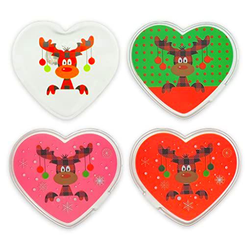 Juego de calentadores de manos y dedos, contra las manos frías en invierno (4 unidades de corazones Paule)