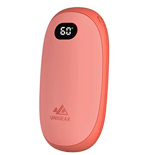 Unigear Calentador de Manos Recargable - Reutilizable Portable Electrónico Calienta Manos 5200mah USB Banco de Energía 21Calor 35-55ºC y Digital Pantalla