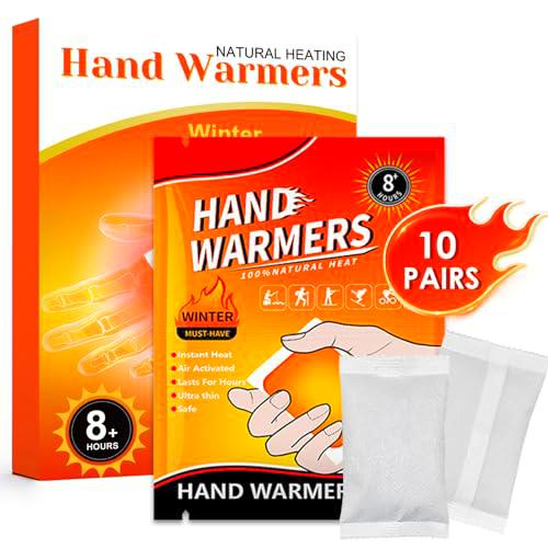 Viexpand 20 PCS Calentadores Manos,8 Horas de Manos Calientes,Calienta Bolsillos Activado por Aire,contra el Frío,Calor instantáneo,Adecuado para Actividades al Aire Libre,Actividades de Invierno