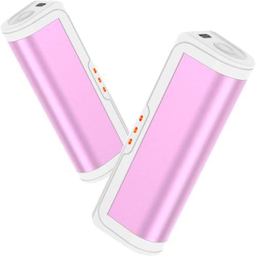 Jonwall Calentador de Manos Recargable 2 Piezas, Calienta Manos Reutilizable Portátil USB Calentador de Bolsillo con 3 Niveles de Calor para Camping Golf