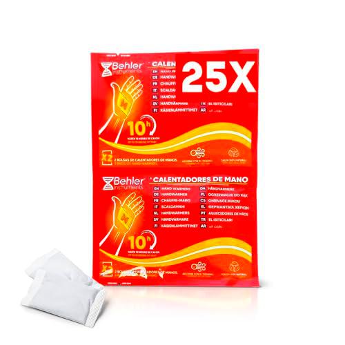 Calentadores de Manos Activados por Aire - 25 Unidades • Sin Baterías • Sin Microondas • Sin Combustibles • Ideal para Actividades al Aire Libre y Climas Fríos • 8-10 Horas de Calor Continuo