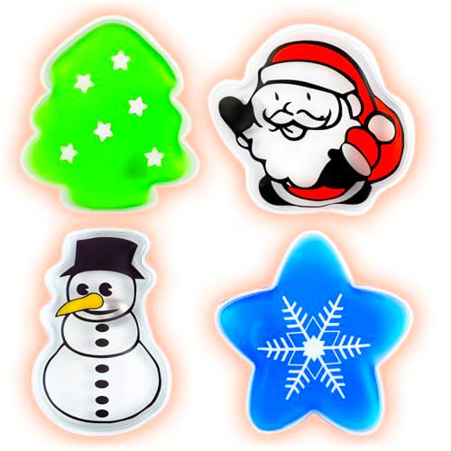 Huahuanghui 4 calentadores de manos, calentadores de bolsillo con tema navideño