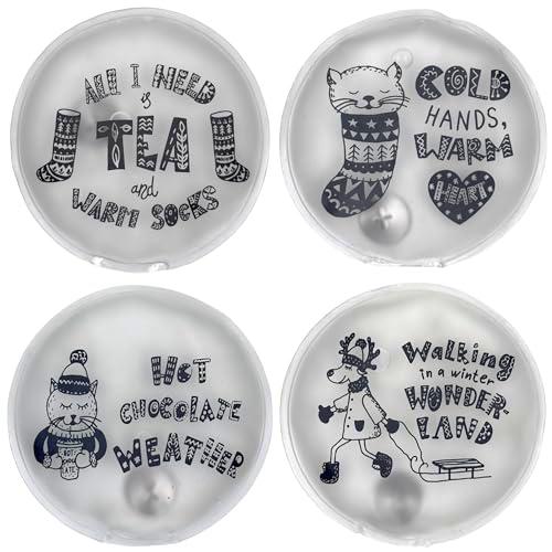 Calentadores de manos y dedos, contra las manos frías en invierno (juego de 4 días de invierno redondos)