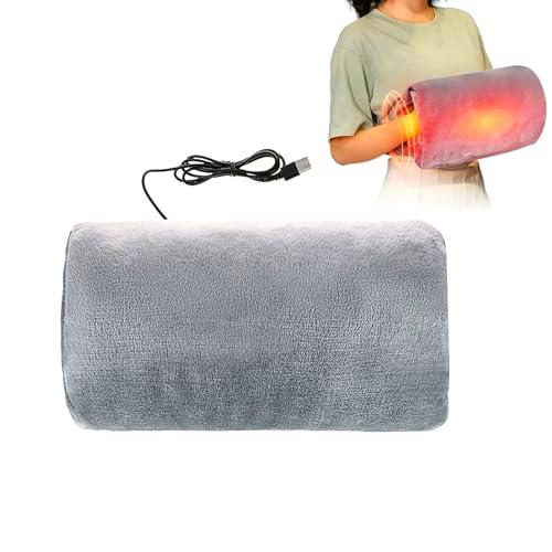Unisex invierno Calentador de mano y brazo calefactor recargables felpa protector de manos caliente guantes calefactores eléctricos con USB rápido manga caliente regalo para cumpleaños Navidad (gris,
