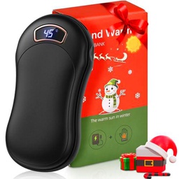 LIUWID Calentador de Manos Recargable 10000mAh Calienta Manos Electrico USB Power Bank Portátil Electrónico,Reutilizable Calientamanos Temperatura 40-60 degree C 15 Horas de duración,Negro,14x8x5