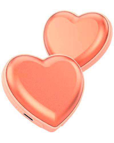 Calentador de mano recargable en forma de corazón, rosa