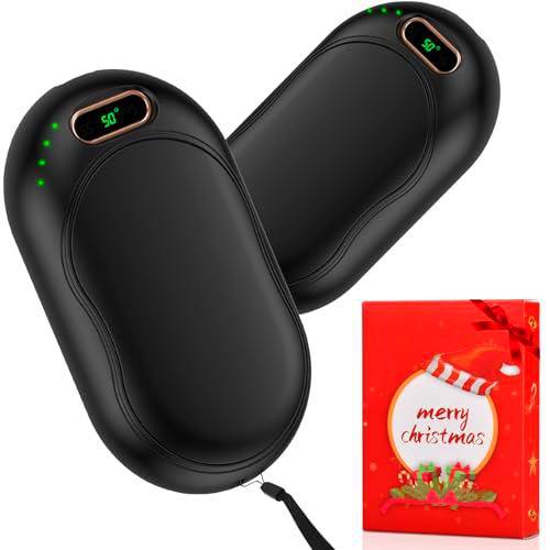 Calentador de Manos Recargable 2 en 1 Calienta Manos De Bolsillo Magnético 5000mAh Calentador Manos Reutilizable 3 Niveles de Calor para Camping Raynauds Golf Regalo Mujer Hombre (Negro)