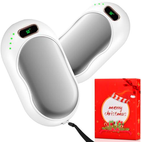 Calentador de Manos Recargable 2 en 1 Calienta Manos De Bolsillo Magnético 5000mAh Calentador Manos Reutilizable 3 Niveles de Calor para Camping Raynauds Golf Regalo Mujer Hombre (Gris Plateado)