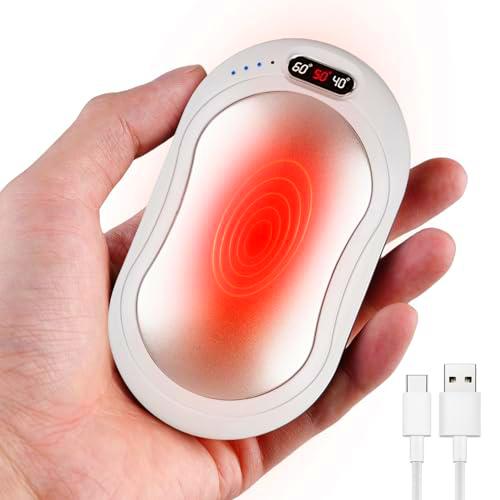 WIYETY Calentador de manos portátil USB recargable: 6000 mAh calentador de bolsillo eléctrico con pantalla digital