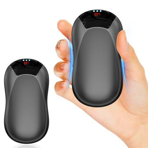 DDKJ Calentador de Manos Recargable 3 Niveles de Calor hasta 55 ℃,Calienta Manos Electrico de Bolsillo,Calientamanos 3500 mAh*2 Piezas,Hand Warmer,Aquecedor de Mãos,para Mujeres/Hombre-Negro