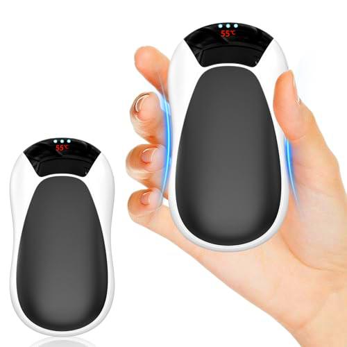 DDKJ Calentador de Manos Recargable 3 Niveles de Calor hasta 55 ℃,Calienta Manos Electrico de Bolsillo,Calientamanos 3500 mAh*2 Piezas,Hand Warmer,Aquecedor de Mãos,para Mujeres/Hombre-Blanco
