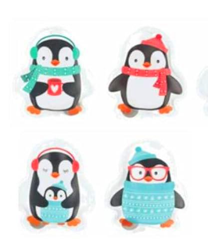 Calentadores de bolsillo para manos reutilizables, diseño de pingüino, 4 unidades