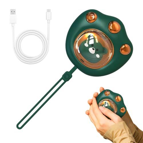 Calentador de Manos Recargable, 2400 mAh Calienta Manos Electrico 3 Modos de Calentamiento Reutilizable USB Calentador de Manos de Bolsillo Calentamiento Rápido para Mujeres Niños Hombre (Verde)