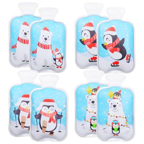 8 calentadores de manos navideños, reutilizables, con pingüinos y osos