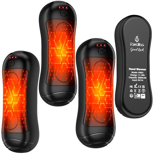 FANDLISS Calentador de Manos Recargable 2-en-1,Diseño Magnético Calentador de Manos Portátil Batería 6000mAh,3 Niveles de Calor para Deportes al Aire Libre,Camping, Senderismo