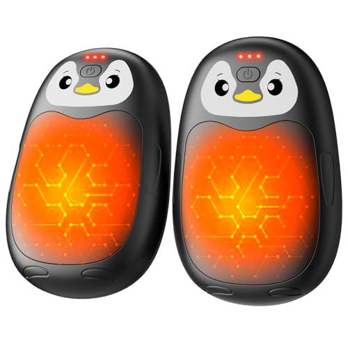 FANDLISS Calentador de Manos 2PCS, Negro Calienta Manos de Bolsillo con 8000mAh USB Recargable con 3 Niveles de Calor