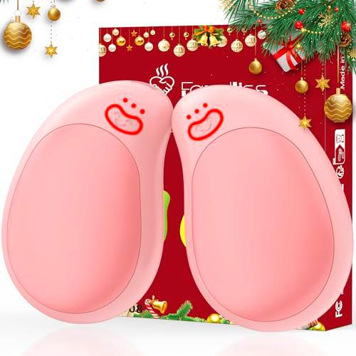 FANDLISS Calentador de Manos Recargable,8000mAh Mango Calentador Reutilizable 2en1 Diseño Magnético,3 Niveles de Calor Calentador de Manos Portátil para Deportes al Aire Libre,Camping,Senderismo-Rosa