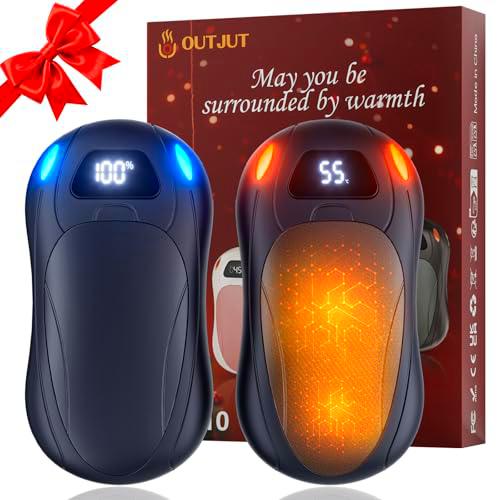 OUTJUT Calentador de Manos Recargable con Visualización en Pantalla,Calentador de Manos Portátil Reutilizable de 12000 mAh Diseño Magnético,3 Niveles de Calor para Exteriores,Esquí,Camping-Negro