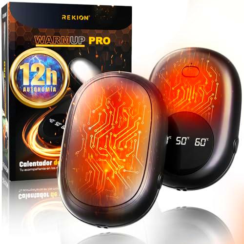 REKION® Super Pack De 2 Calentador De Manos MAGNÉTICOS | 12h De Autonomía &amp; Ultra RÁPIDO En 3s | 3 Temperaturas Ajustables | Calentador Manos Recargable De Bolsillo | Regalo | Nº1 Más Vendido