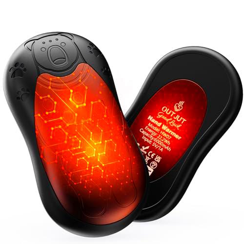 OUTJUT Calentador de Manos 2 EN 1, Negro Calienta Manos de Bolsillo con 12000mAh