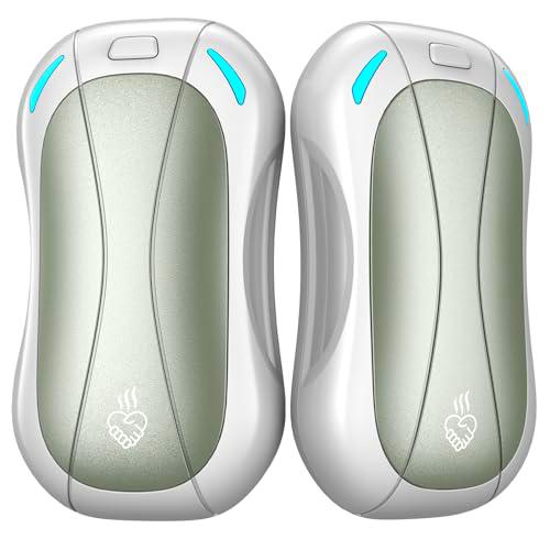 FANDLISS Calentador de Manos Recargable,2023 Nuevo Diseño Dividido Desmontable Calienta Manos de Bolsillo,5200mAH Calienta Manos Eléctrico Portátil para Camping,Golf,Invierno Aire Libre-Blanco Verde
