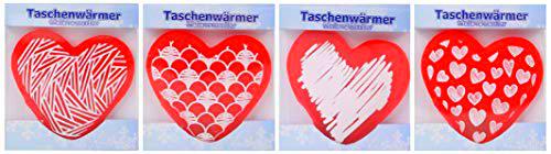 4 calentadores de bolsillo en diferentes diseños en diseño de corazones