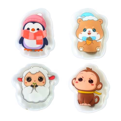 Juego de 4 calentadores de manos reutilizables - Calentadores de bolsillo para niños con bonitos animales