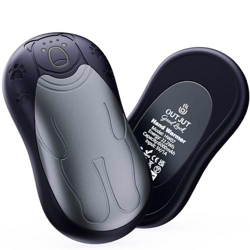 OUTJUT Calentador de Manos 2 EN 1, Negro Grisáceo Calienta Manos de Bolsillo con 12000mAh