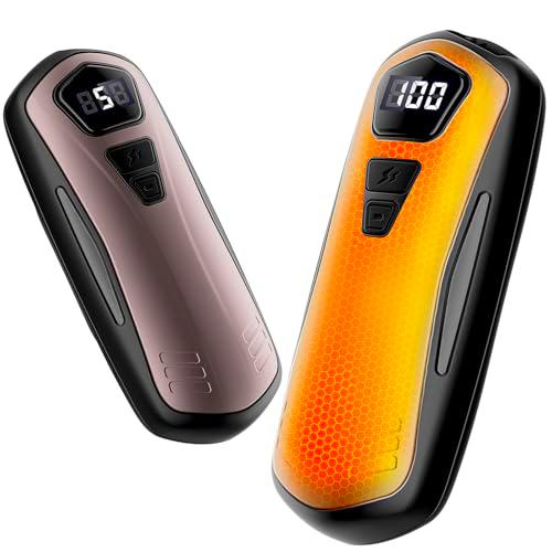 Calentador de Manos Recargable 2 Piezas,Calienta Manos Electrico 6000mAh,5 Niveles de Calentamiento,Pantalla LED,Calentador Portatil Electrico,para Raynauds