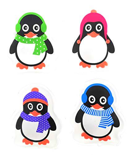 MC-Trend Juego de 4 calentadores de bolsillo con diseño de pingüinos para calentar las manos y los dedos