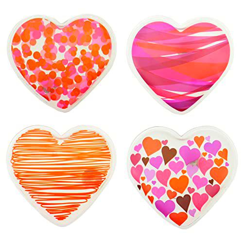 MIJOMA Calentadores de manos para manos y manos frías en invierno (juego de 4 corazones de confeti)