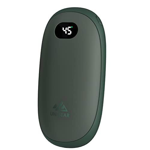 Unigear Calentador de Manos Recargable - Reutilizable Portable Electrónico Calienta Manos 5200mah USB Banco de Energía Calor 35-55ºC y Digital Pantalla