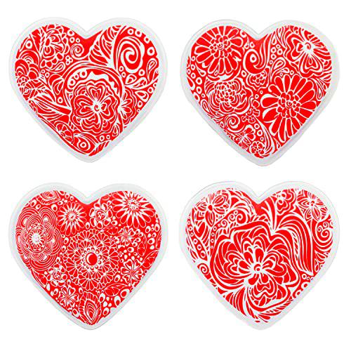 MIJOMA Calentadores de manos para manos y dedos, contra las manos frías en invierno (juego de 4 corazones florales)