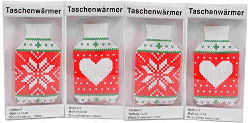 4 calentadores de manos con diseño invernal en forma de botella noruega