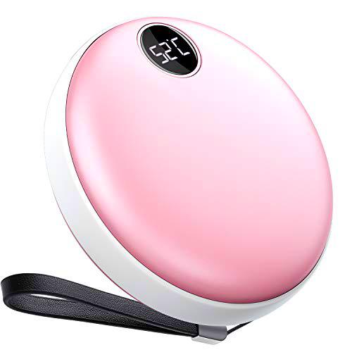 Calentador de Manos Eléctrico Calentador de Manos Recargable Portátil Calentador de Bolsillo Redondo para Manos con Pantalla LED