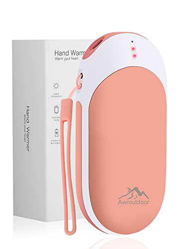 Awroutdoor Calentador de Mano Recargable,9000mAh Calentadores de Manos Bolsillo USB,Banco de Energía Power Bank Calentador de Mano eléctrico de Reutilizable para Esquiar