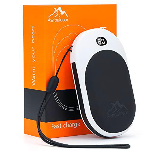 Awroutdoor 15000mAh Calentador de Mano Recargable, Carga Rápida Calentadores de Manos Bolsillo USB