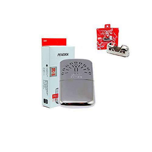 Calentador de Mano de Pavo Real Hakkin, tamaño estándar 24 Horas con Quemador de Repuesto (24 Horas estándar)