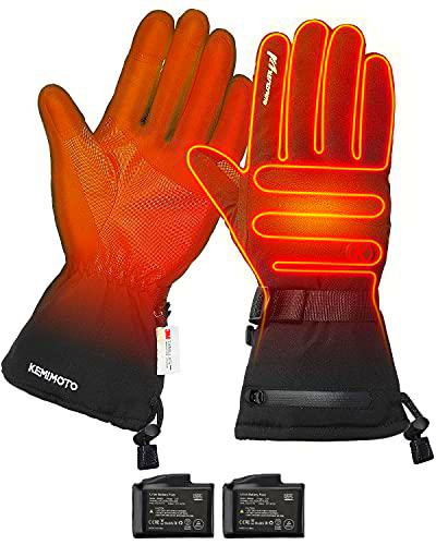 Guantes Calefactables Homologados,Guantes Impermeables Térmicos de Invierno con Batería Recargable,7.4V 2500Mah,Pantalla Táctil,Funciona hasta 3-8 Horas para Esquí,Correr,Pescar Deportes al Aire Libre