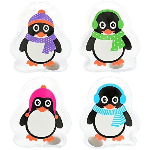 com-four® Calentador de Bolsillo 4X Reutilizable - Calentador de Manos con Motivo de pingüino para niños