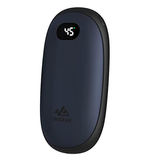 Unigear Calentador de Manos Recargable - Reutilizable Portable Electrónico Calienta Manos 5200mah USB Banco de Energía Calor 35-55ºC y Digital Pantalla