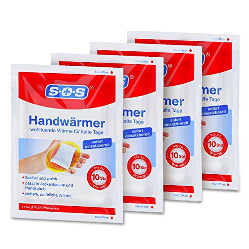 SOS - Calentador de manos (4 pares) para los bolsillos de la chaqueta y los guantes