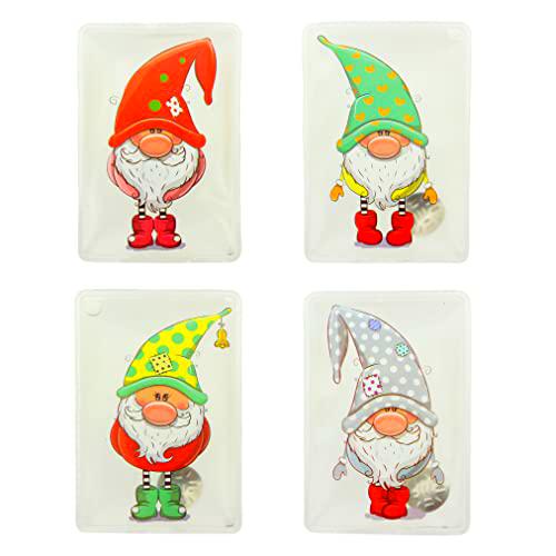 MIJOMA Calentadores de manos para los dedos, contra las manos frías en invierno (juego de 4 gnomos coloridos)